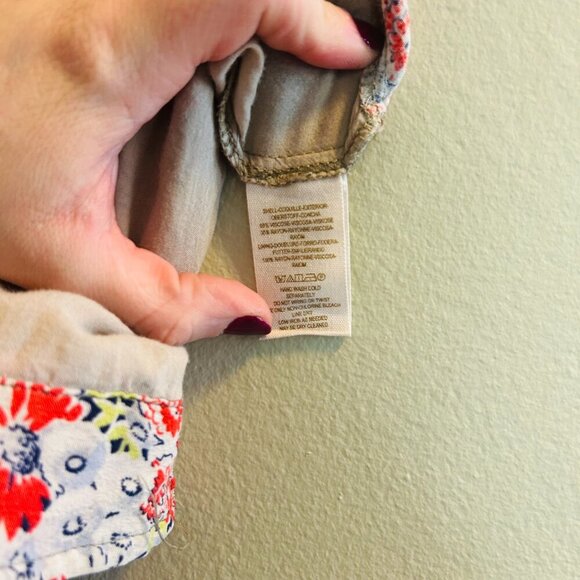 Free People Floral Micro Shorts Size Small Layered Tiered Red White Colorful - Picture 6 of 8